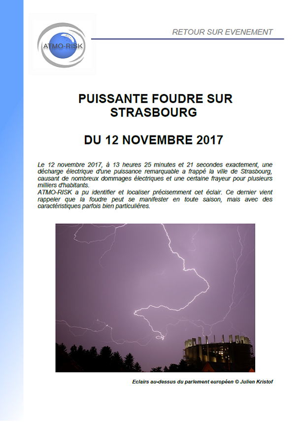 Puissante foudre sur Strasbourg (67)